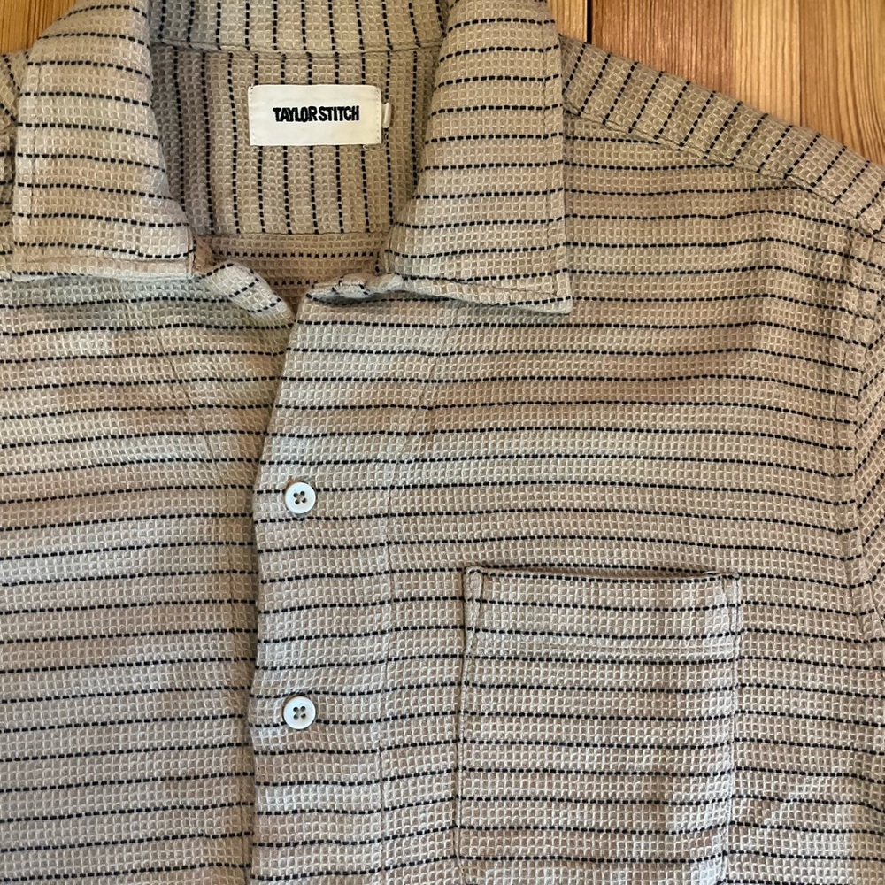 Taylor Stitch Men's Tan Striped Button Down Shirt